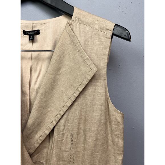 Talbots Sheath Dress Womens 8 Linen Lined V-Neck Sleeveless Wrap Tan Neutral - Picture 7 of 8